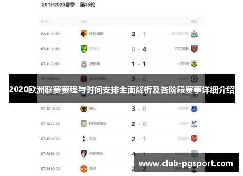 2020欧洲联赛赛程与时间安排全面解析及各阶段赛事详细介绍 2020欧洲联赛赛程与时间安排全面解析及各阶段赛事详细介绍