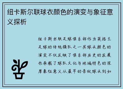 纽卡斯尔联球衣颜色的演变与象征意义探析